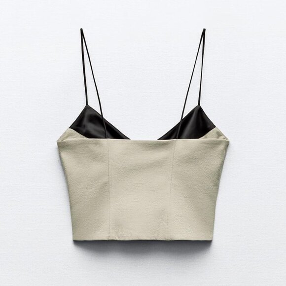 BLOGGER'S FAVE! Zara 2 Piece Flared Pants And Matching Tank Top Set Khaki NWT - Picture 14 of 14